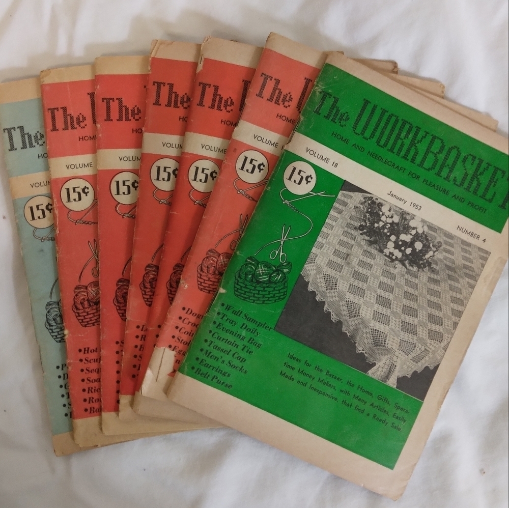 Vintage The Workbasket Magazine 1953 Patterns Recipes Ephemera Craft Crafting